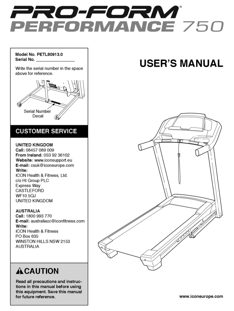 ICON Health & Fitness PROFORM PERFORMANCE 750 user manual