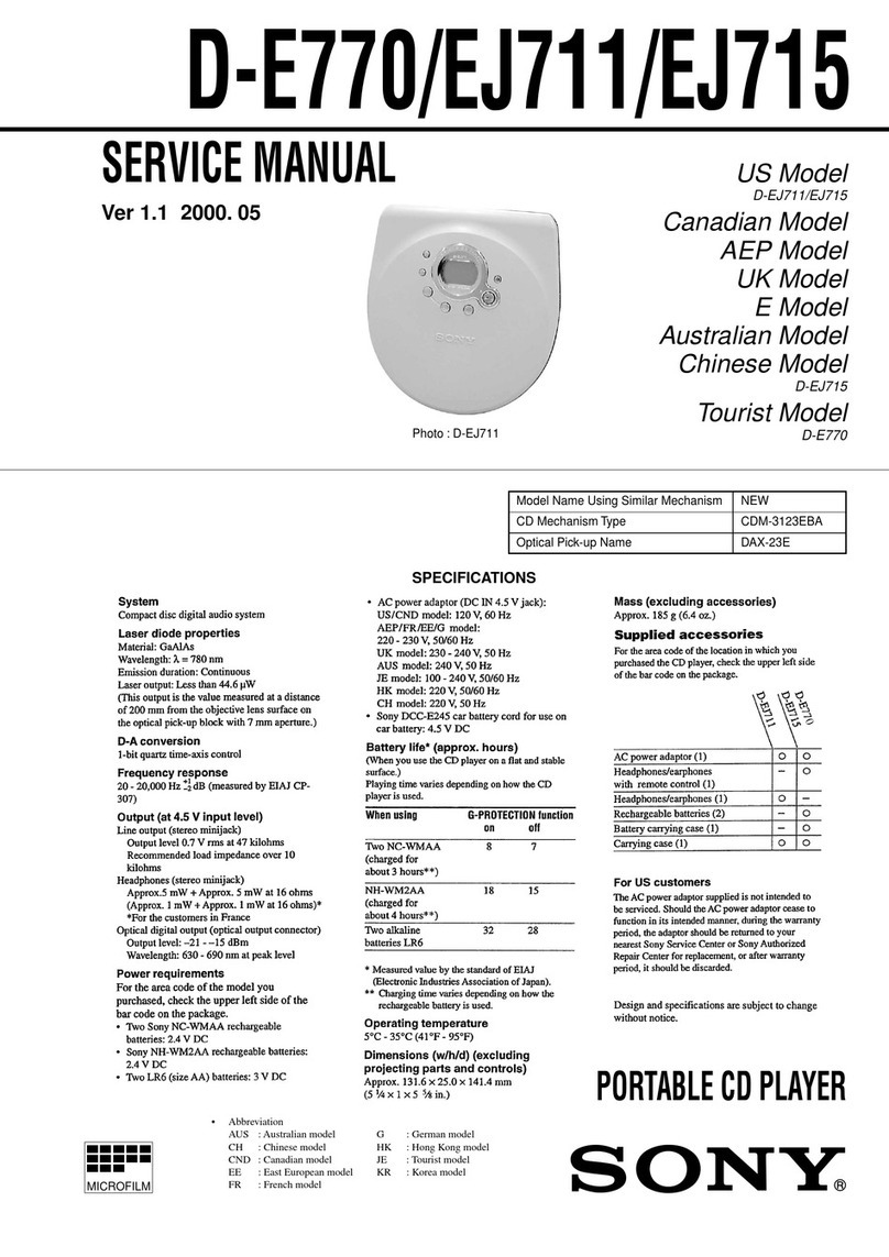 Sony CD Walkman D-E770 Service manual