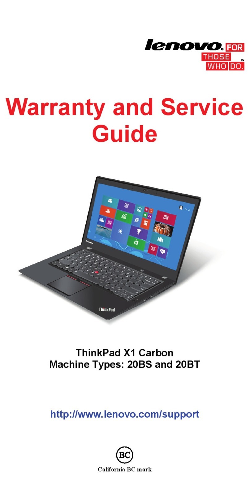 Lenovo ThinkPad X1 Carbon 20BS User manual