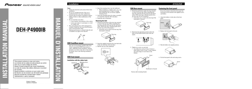 Pioneer DEH-P4900IB - Radio / CD installation manual