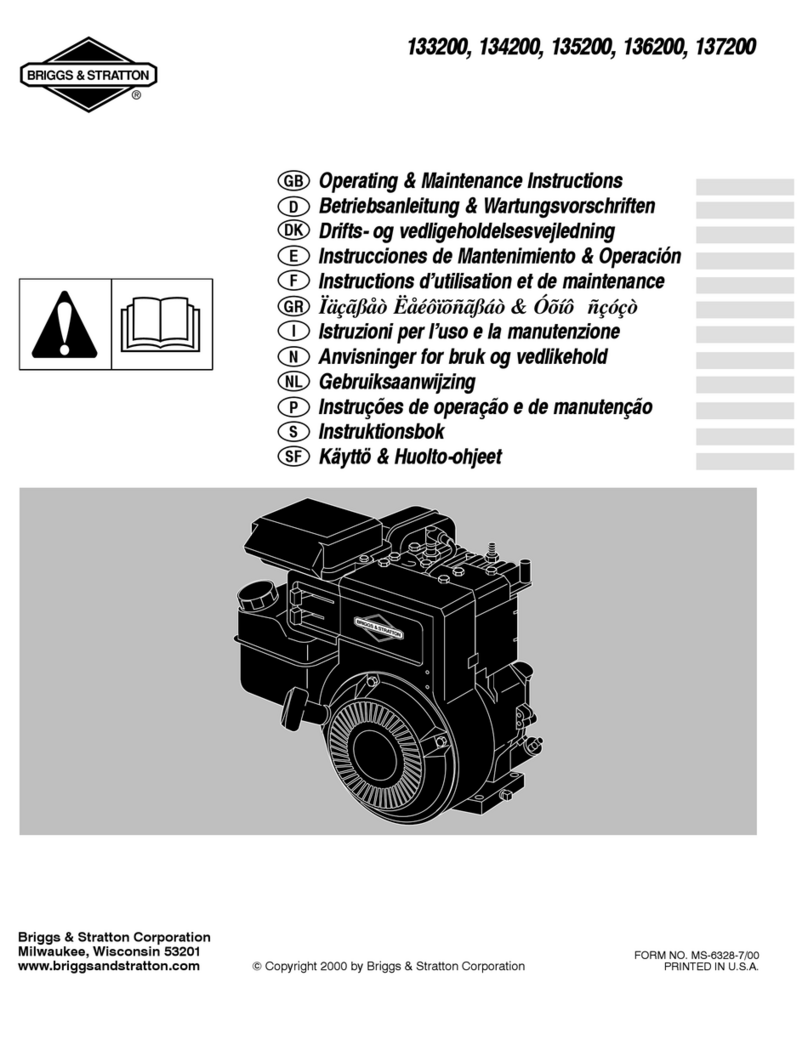 Briggs & Stratton 133200 Series Installation and operation manual