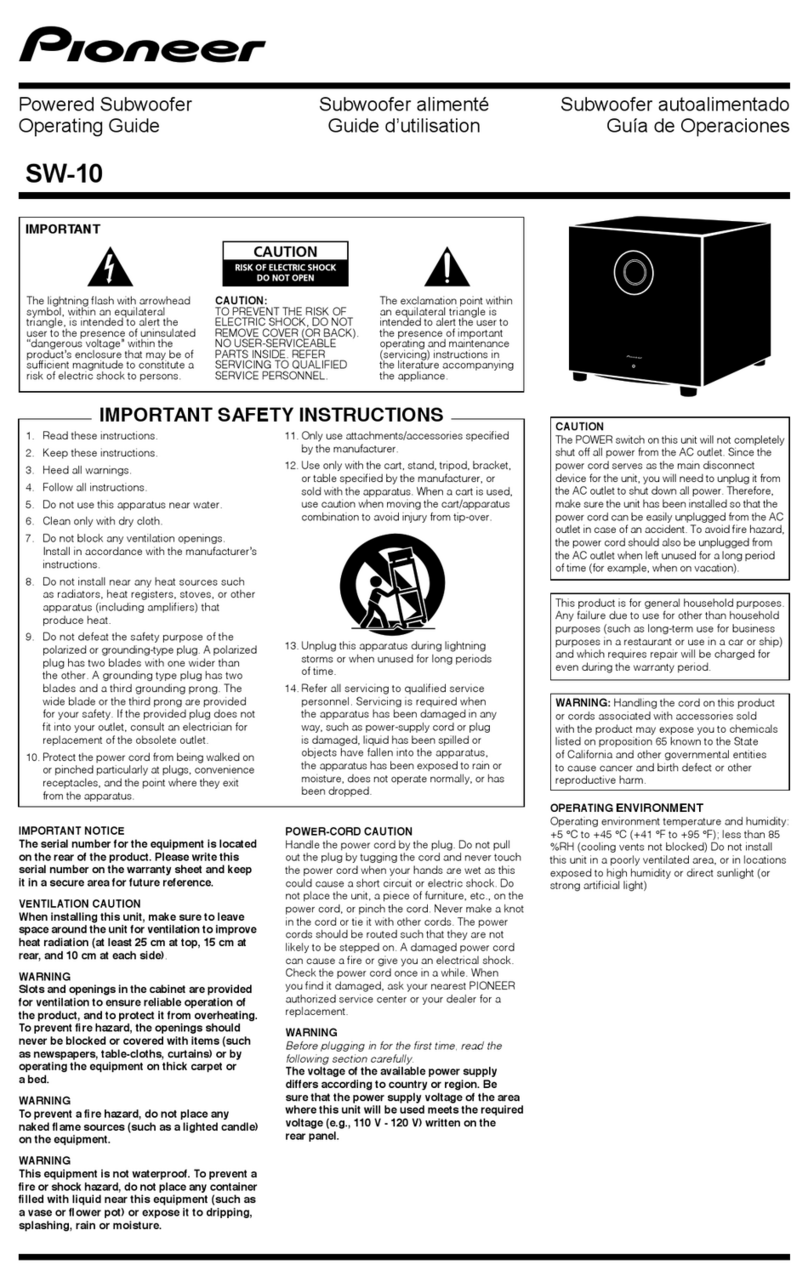 Pioneer SW-10 User manual