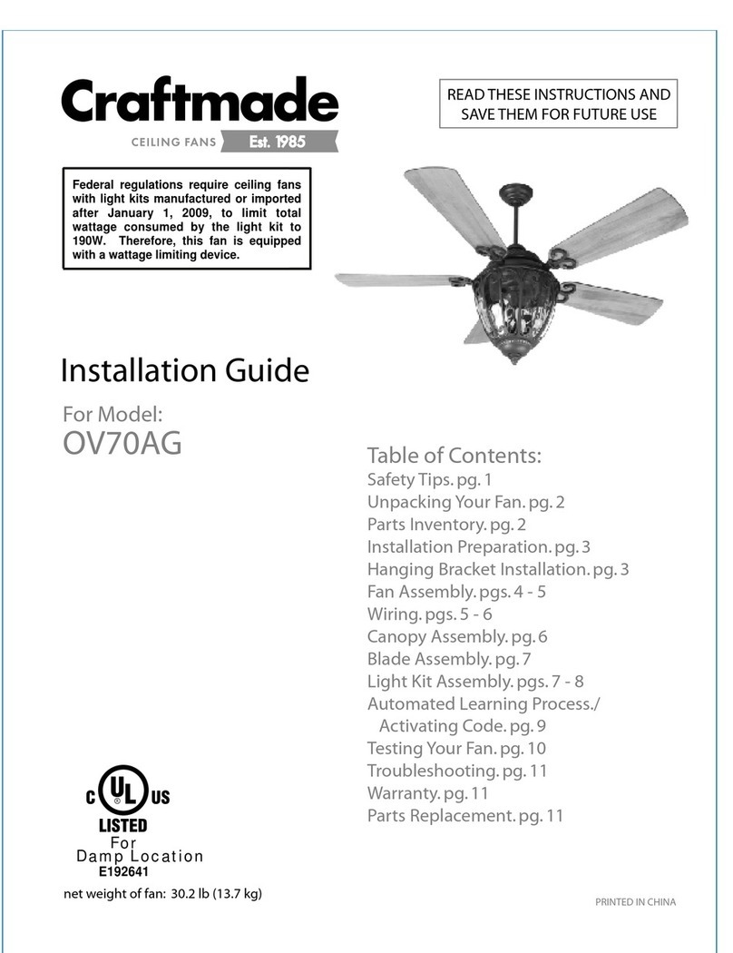 Craftmade OV70AG User manual