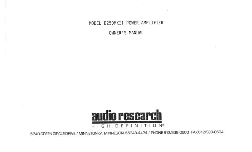 Audio Research D250MKII User manual