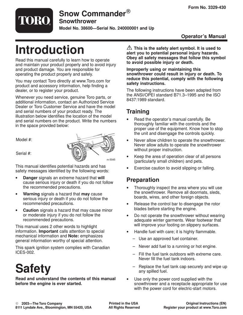 Toro Snow Commander 38600 Operator's manual