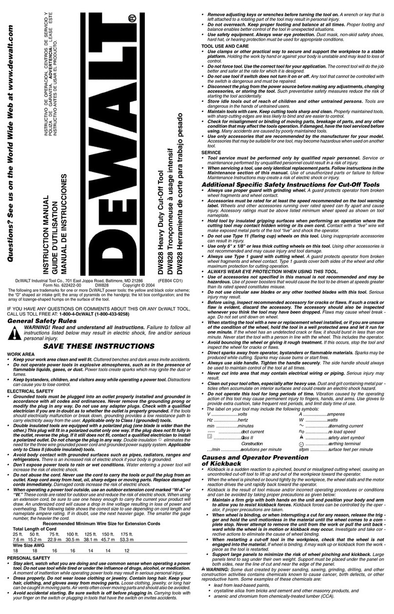 DeWalt DW828 User manual