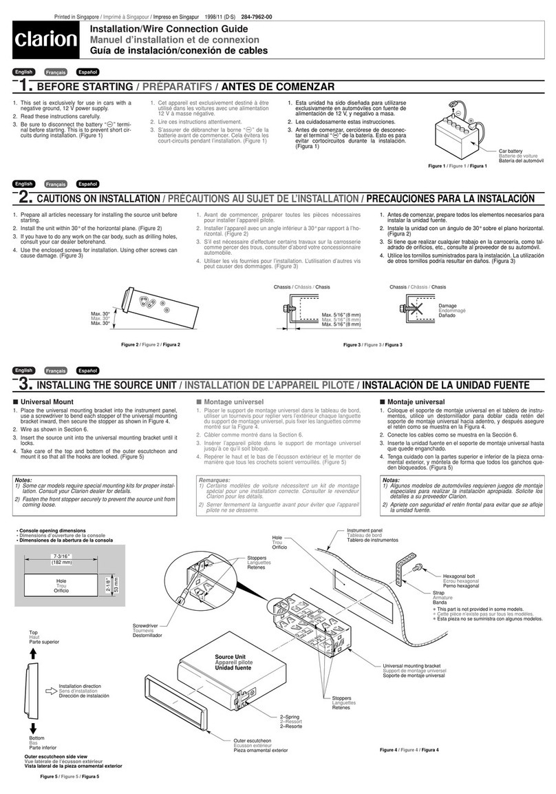 Clarion DRX9575Z Installation/wire connection guide
