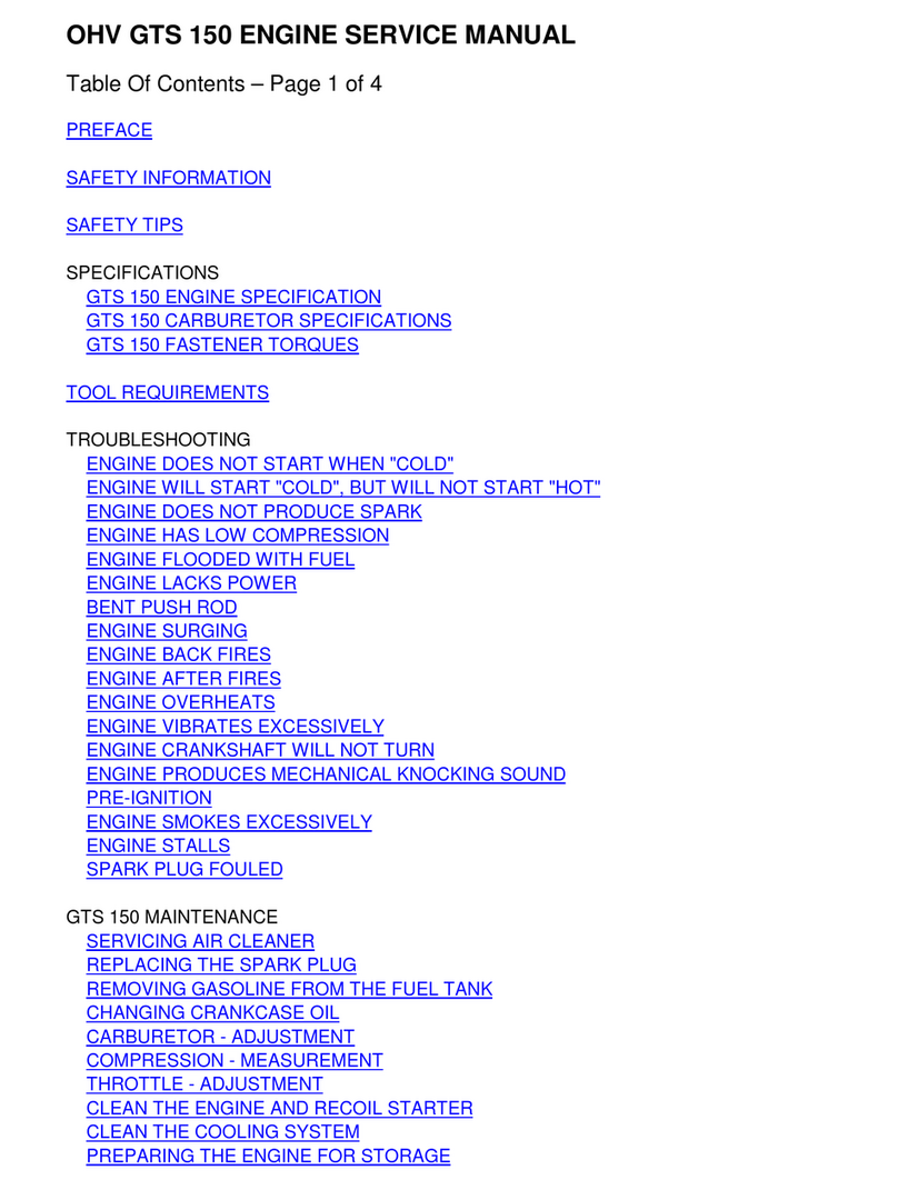 Toro GTS 150 User manual