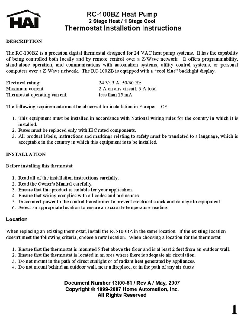 HAI RC-100BZ installation instructions