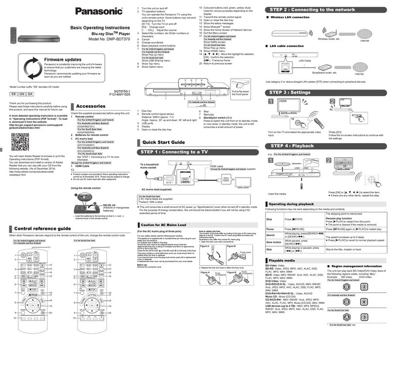 Panasonic DMP-BDT370 Technical specifications