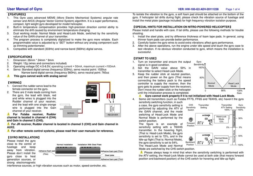 Hobbywing Technology G3 Advance Gyro user manual Hobbywing Technology G3 Advance Gyro user manual