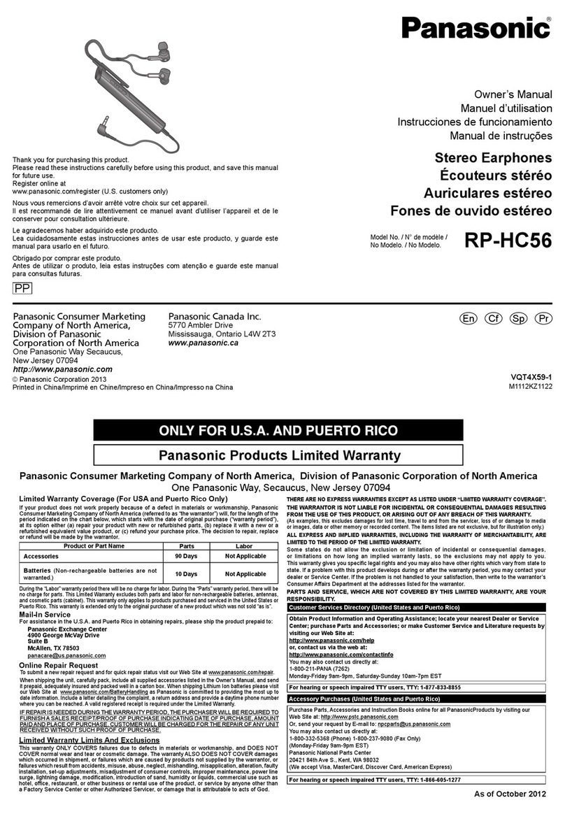 Panasonic RP-HC56 owner's manual