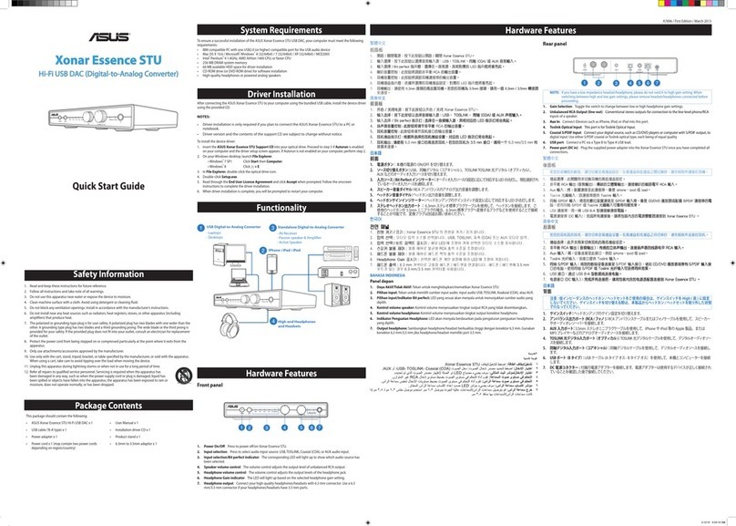 Asus Xonar Essence STU User manual Asus Xonar Essence STU User manual