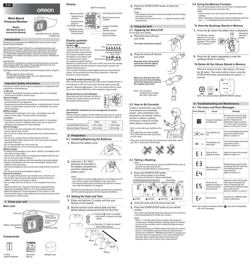 Omron MIT Quick Check 3 User manual