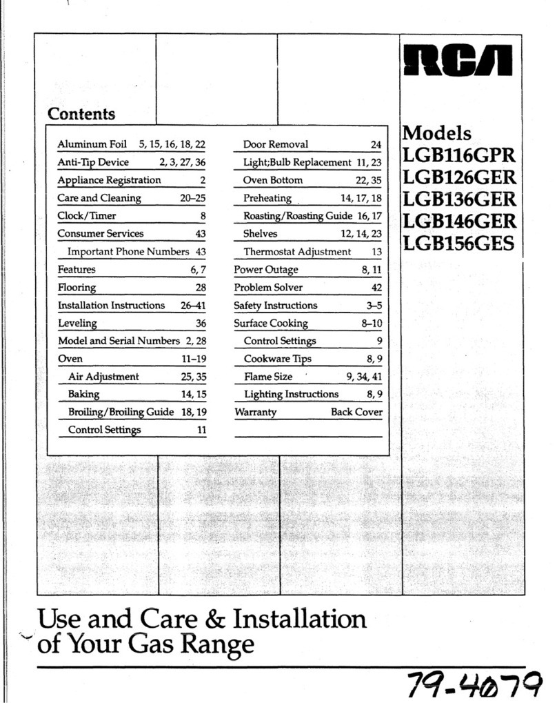 RCA LGB116GPR Use and care & installation