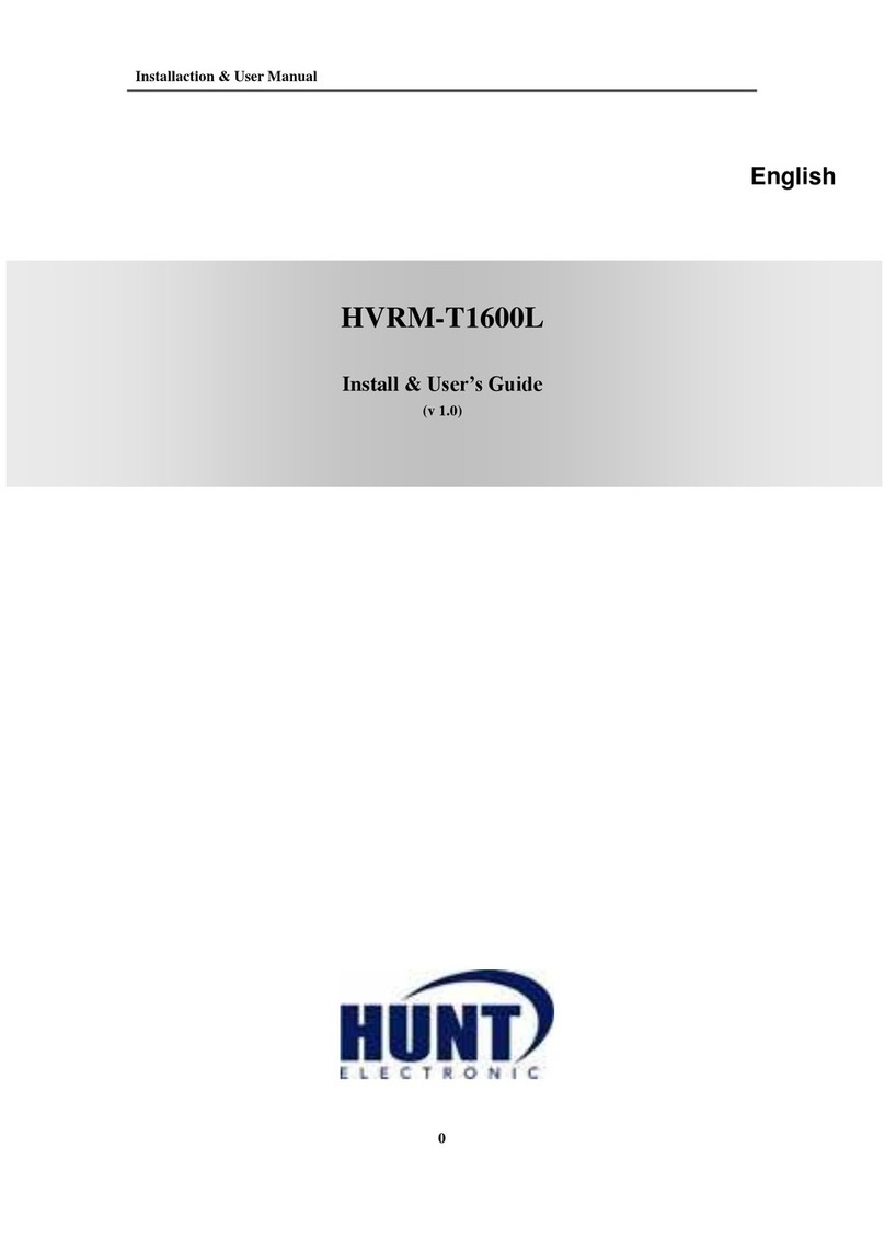 Hunt Electronic HVRM-T1600L Installation & user guide Hunt Electronic HVRM-T1600L Installation & user guide