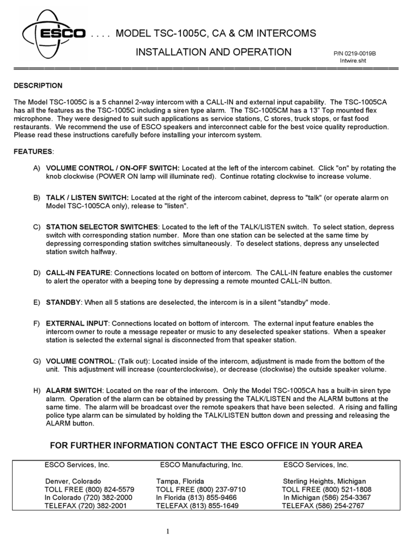 Esco TSC-1005C Installation and operation guide