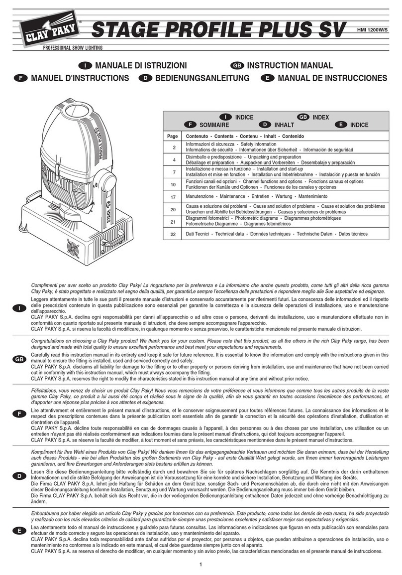 Claypaky HMI 1200W/S instruction manual Claypaky HMI 1200W/S instruction manual