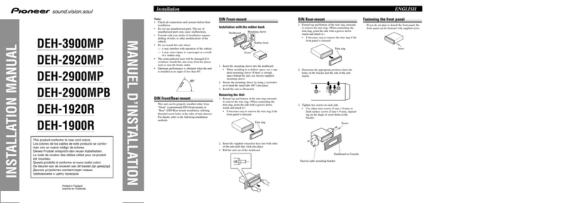 Pioneer DEH-3900MP installation manual