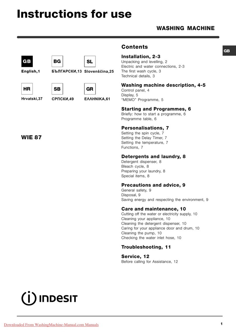 Indesit WIE 87 Instructions for use