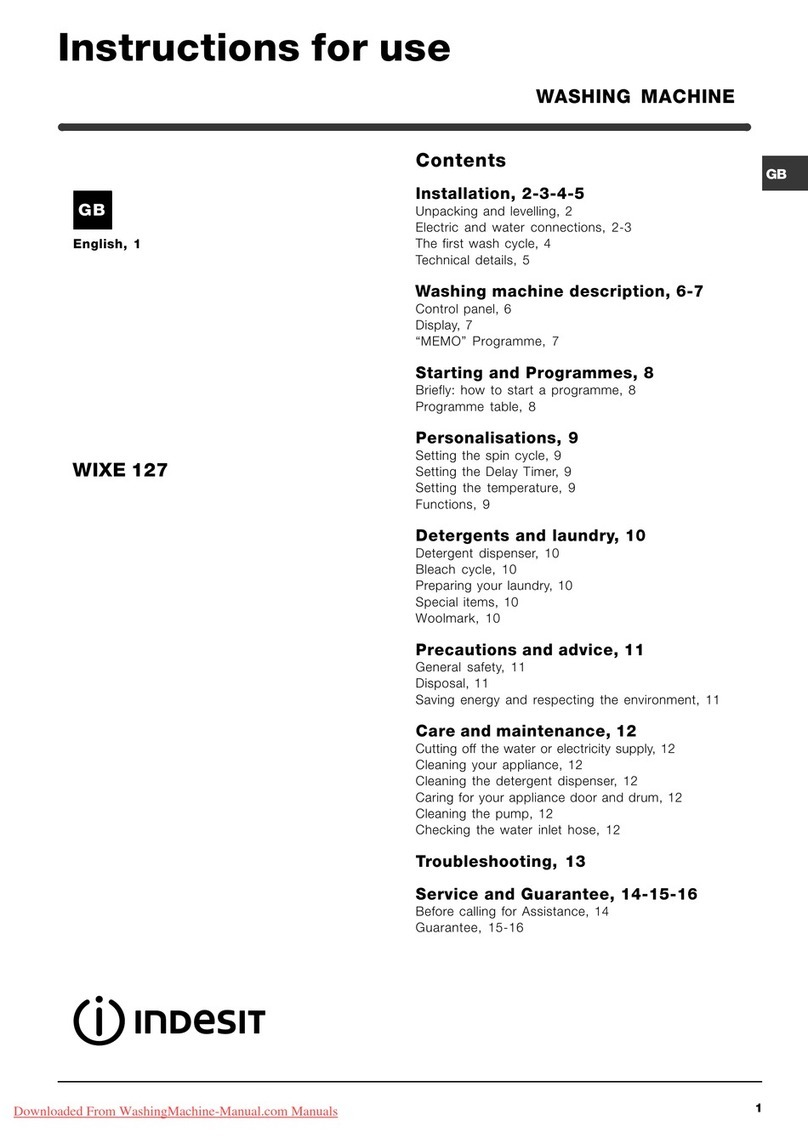 Indesit WIXE 127 Instructions for use