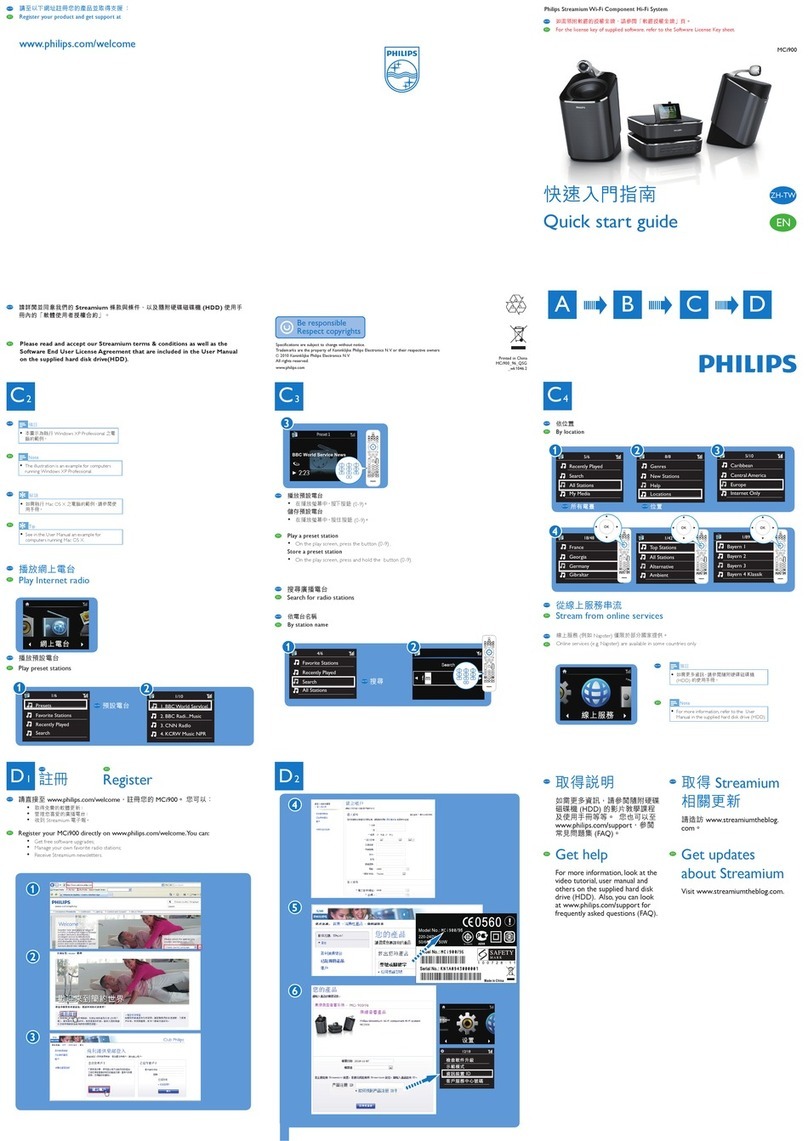 Philips Streamium MCi900 quick start guide