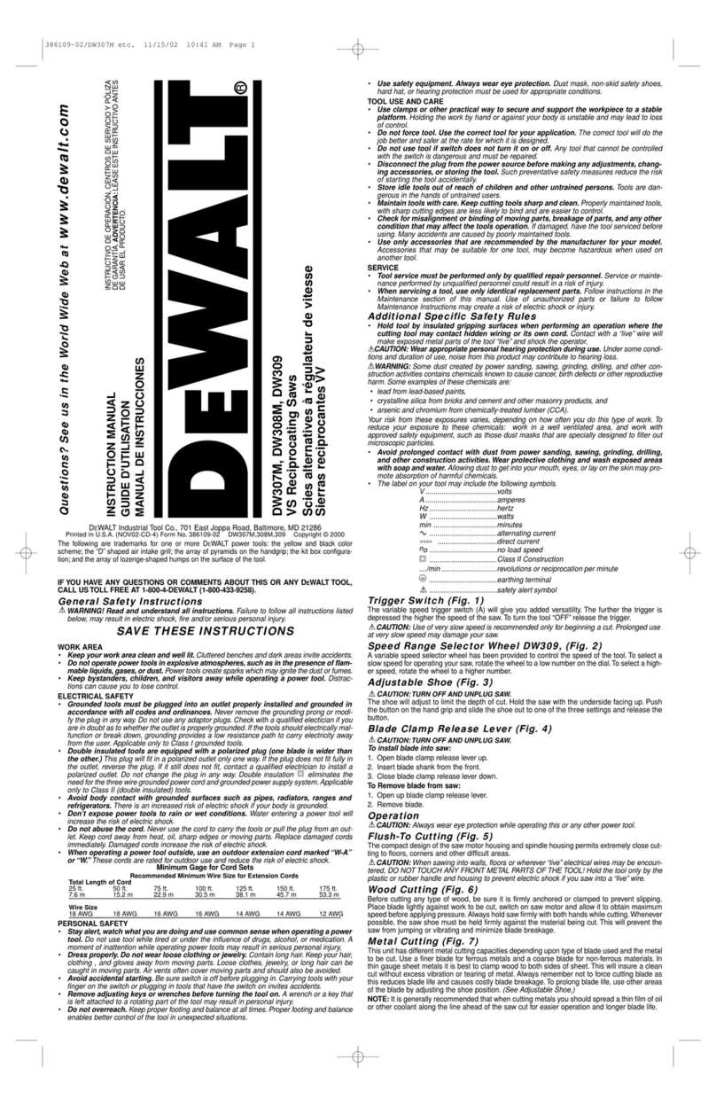 DeWalt DW307M User manual