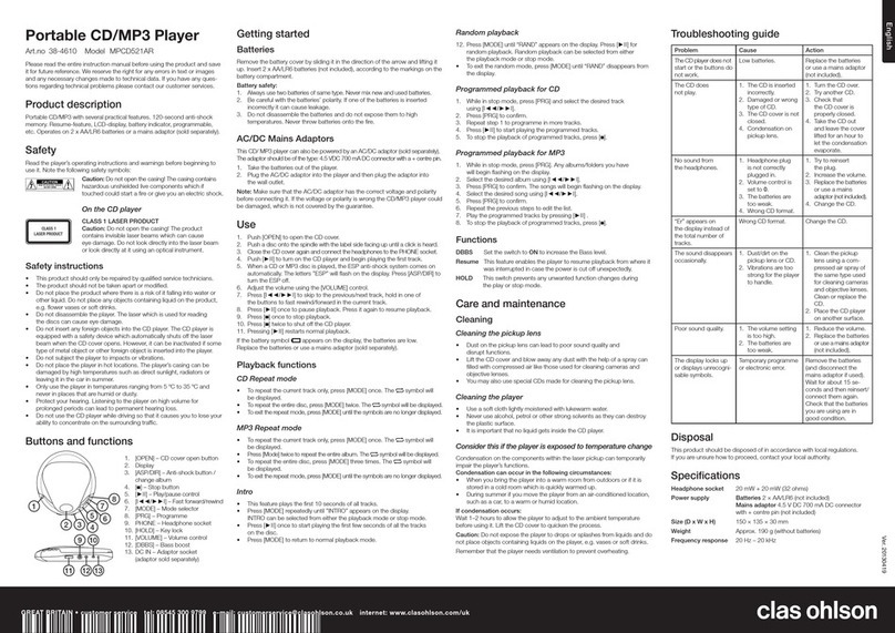 Clas Ohlson MPCD521AR User manual