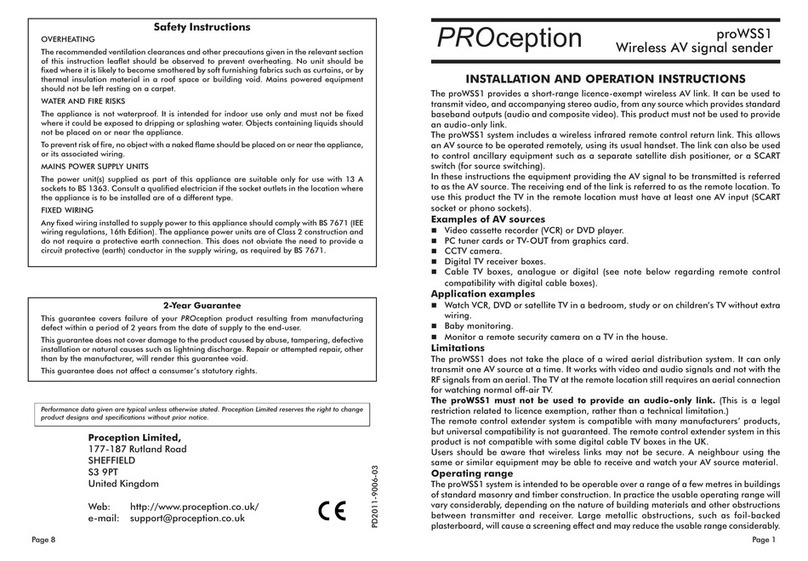 PROception proWSS1 User manual