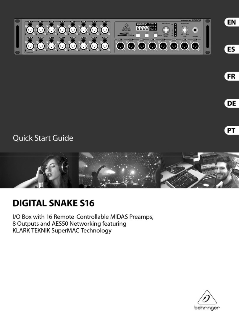 Behringer Digital Snake S16 quick start guide