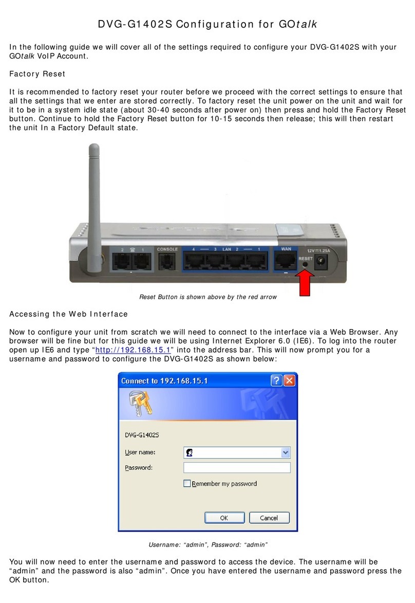 D-Link DVG-G1402S - Wireless Broadband VoIP Router Quick guide D-Link DVG-G1402S - Wireless Broadband VoIP Router Quick guide