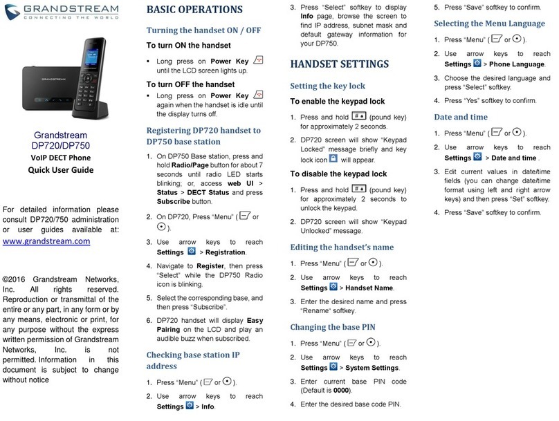 Grandstream Networks DP720 Instruction manual Grandstream Networks DP720 Instruction manual
