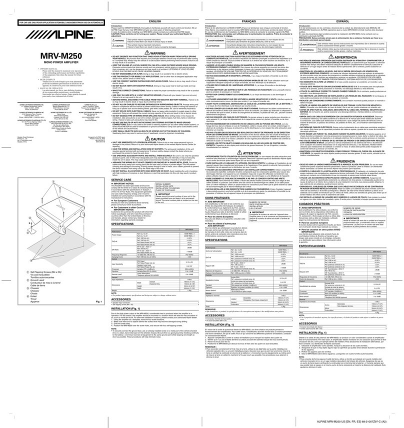 Alpine MRV-M250 User manual
