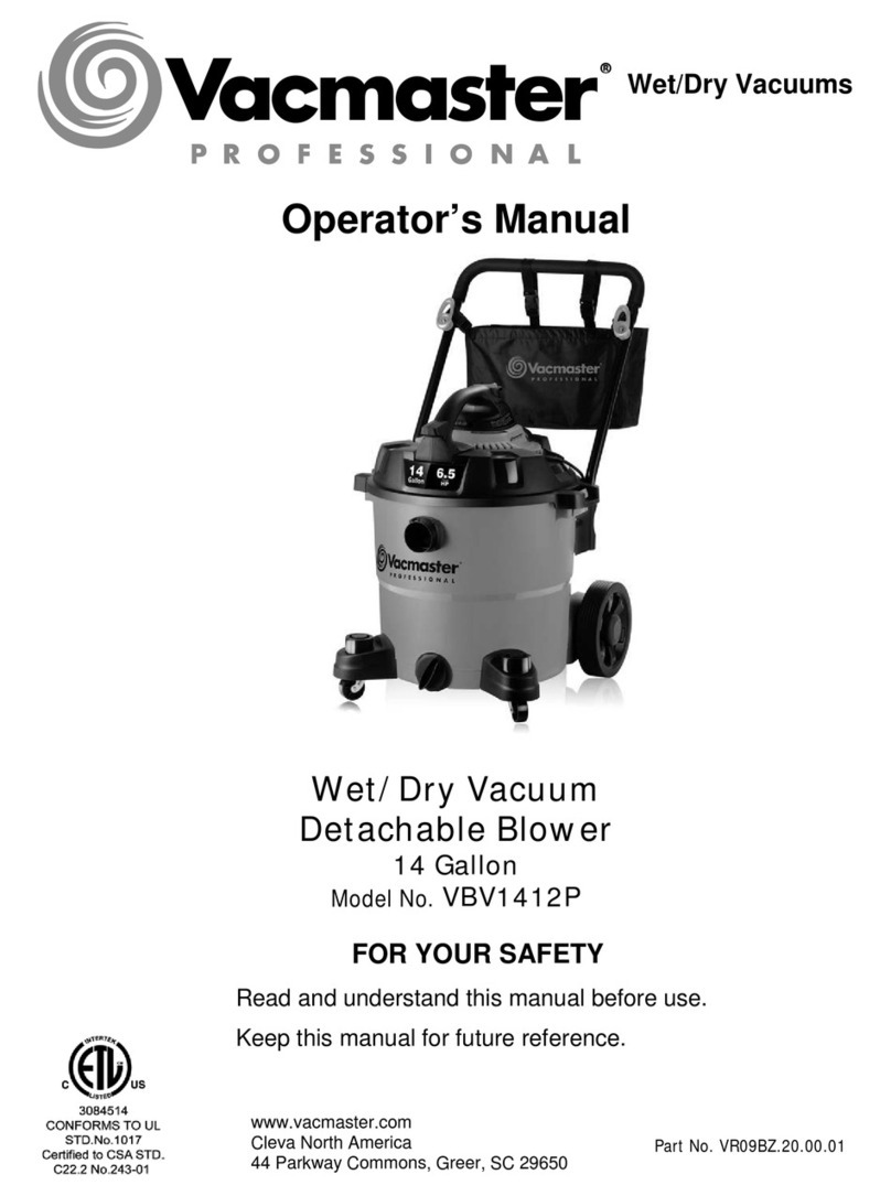Vacmaster VBV1412P Operator's manual