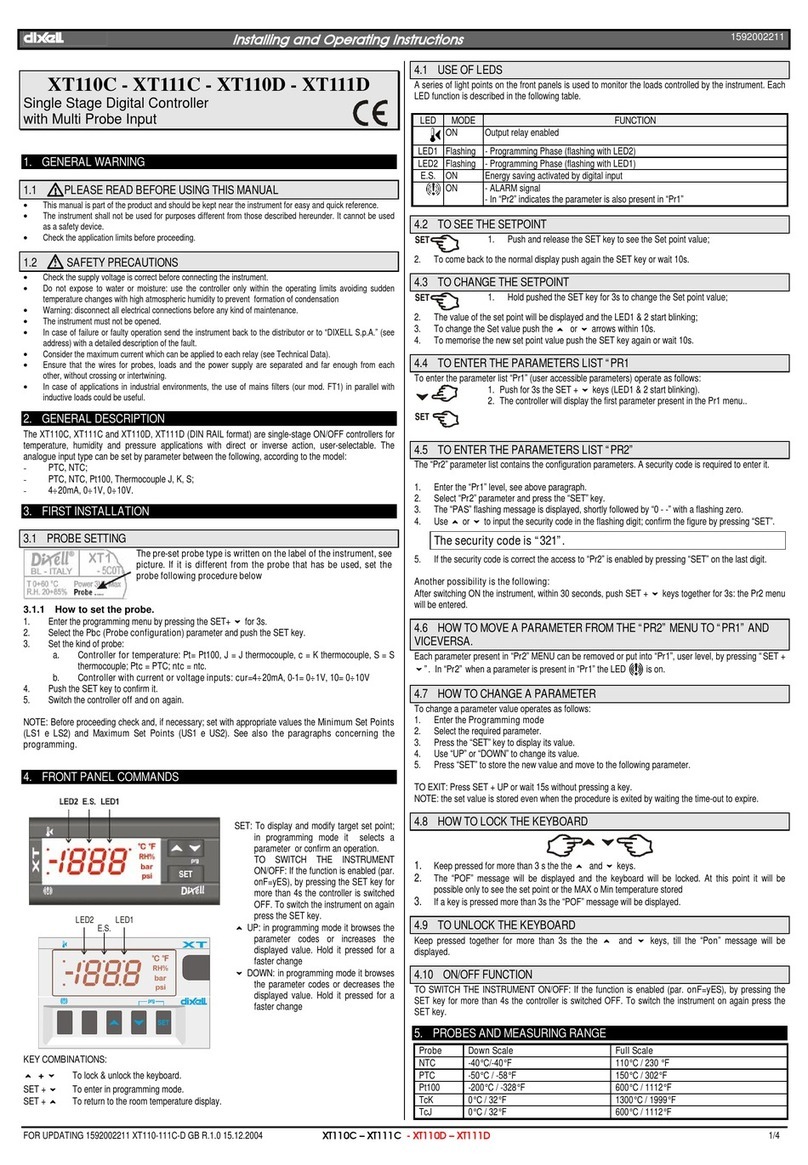 dixell XT110C Instruction Manual