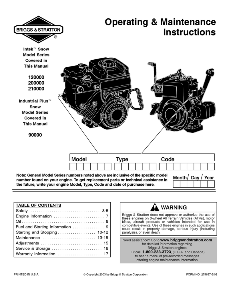 Briggs & Stratton Intek Snow 120000 Operating and maintenance instructions