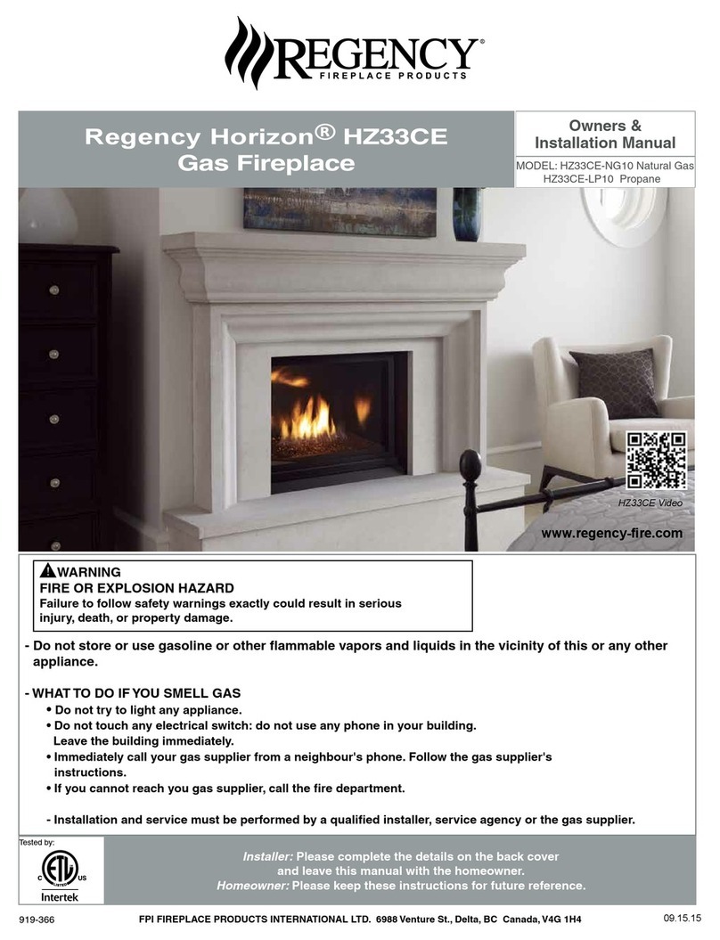 Regency HZ33CE-NG10 Owners & installation manual Regency HZ33CE-NG10 Owners & installation manual