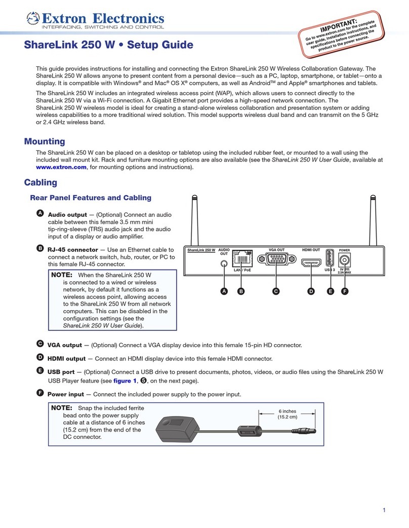 Extron electronics ShareLink 250 W User manual Extron electronics ShareLink 250 W User manual