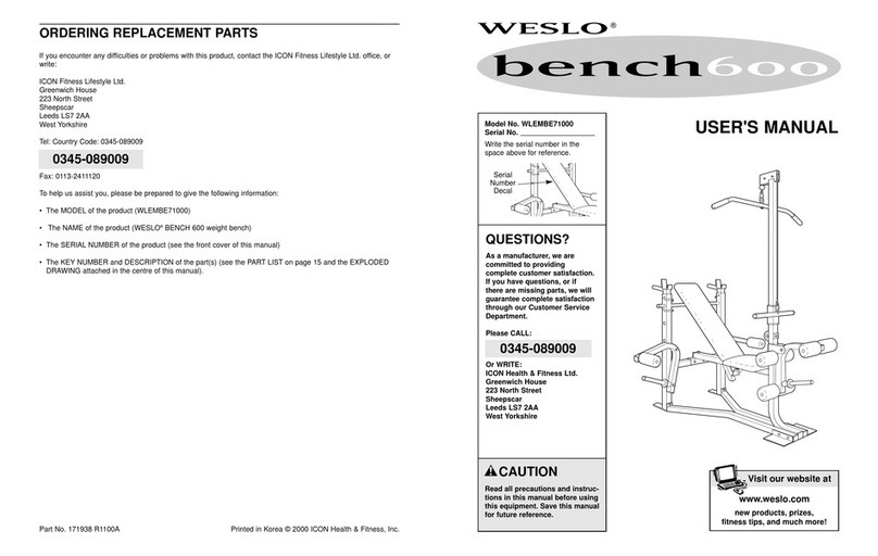 Weslo bench600 User manual