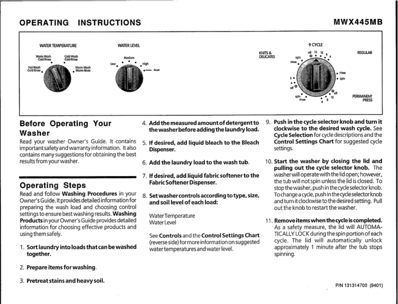Electrolux MWX445MB operating instructions