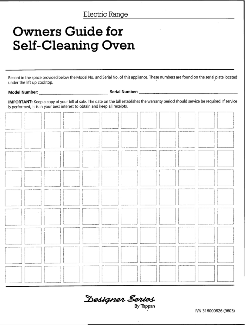 Tappan Designer Series User manual