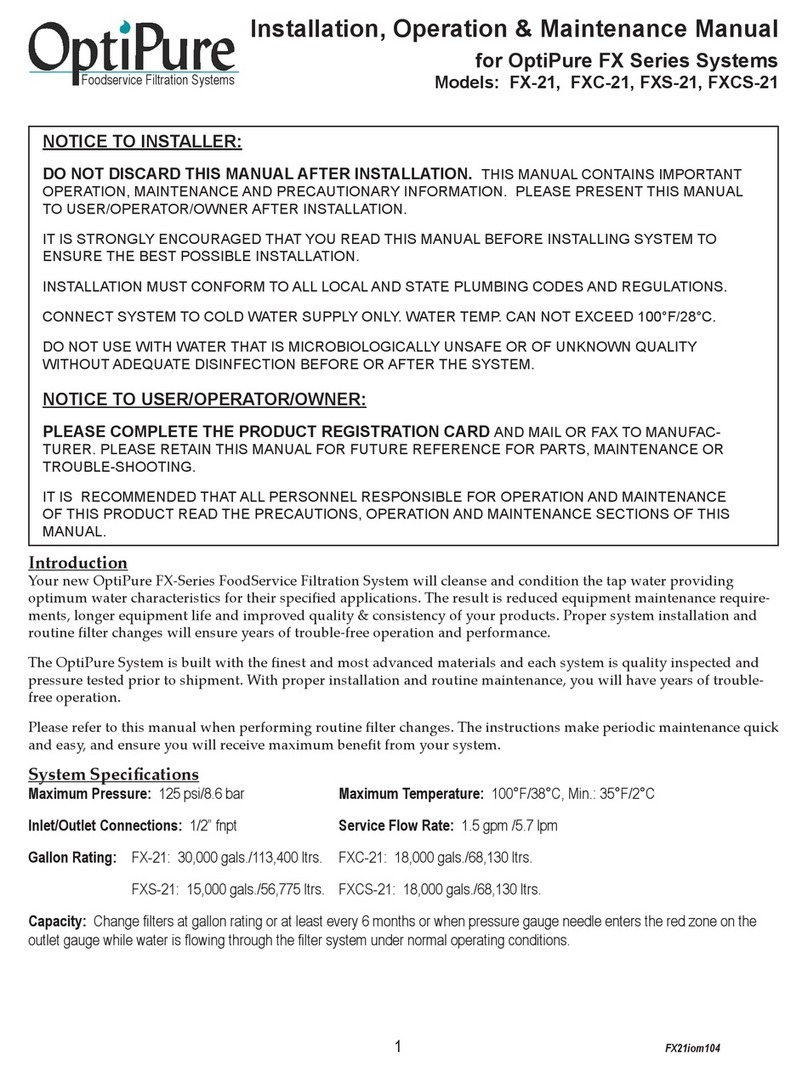 OptiPure FX-21 Installation, operation & maintanance manual
