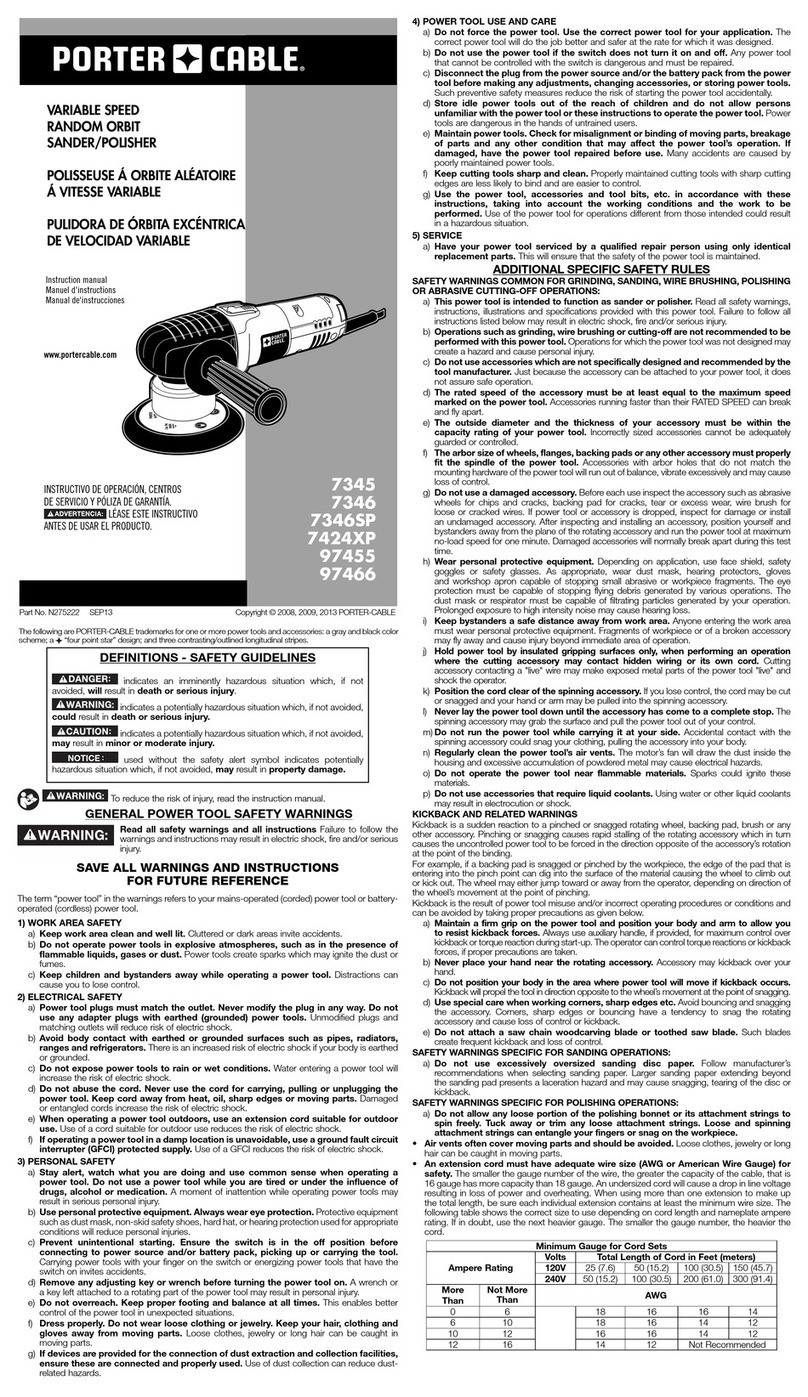 Porter-Cable 7345 instruction manual
