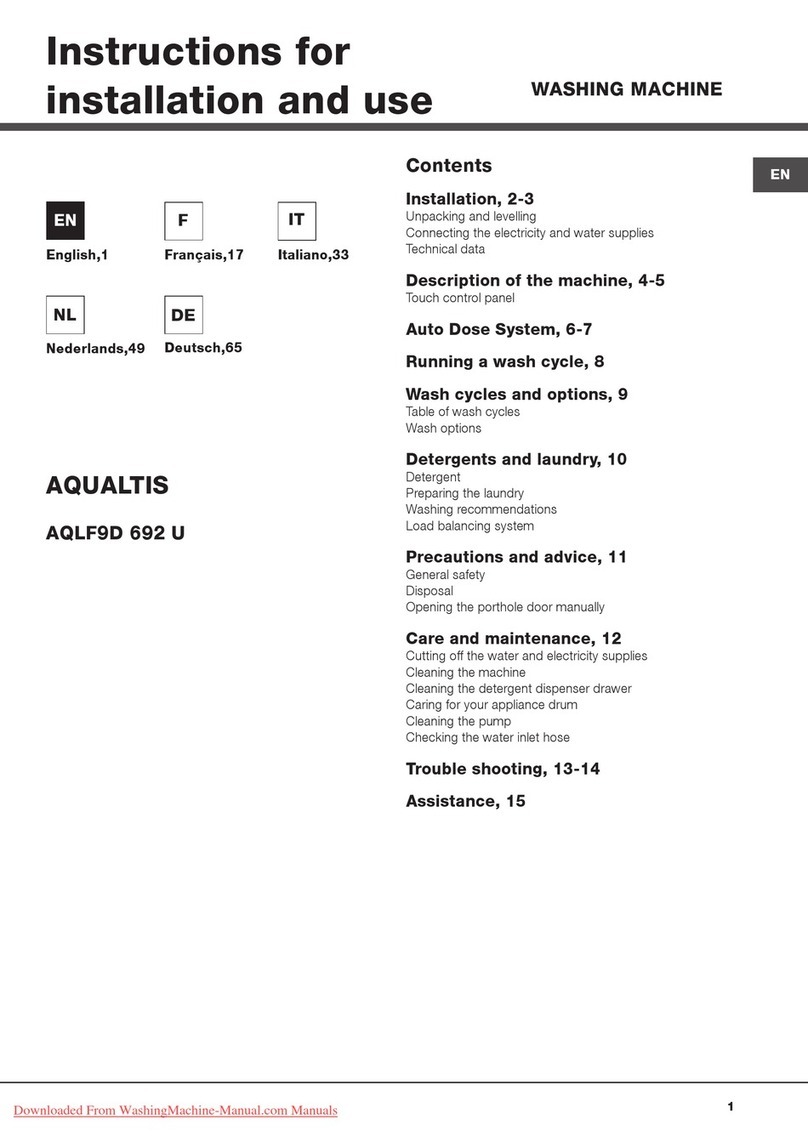 Hotpoint Ariston AQLF9D 692 U Instructions for installation and use Hotpoint Ariston AQLF9D 692 U Instructions for installation and use