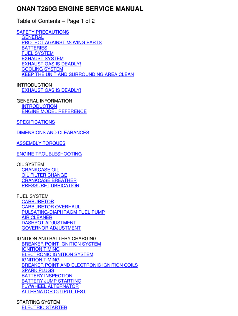 Onan T260G User manual