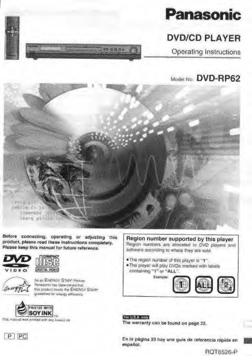 Panasonic DVDRP62 - DIG. VIDEO DISC PLAY User manual