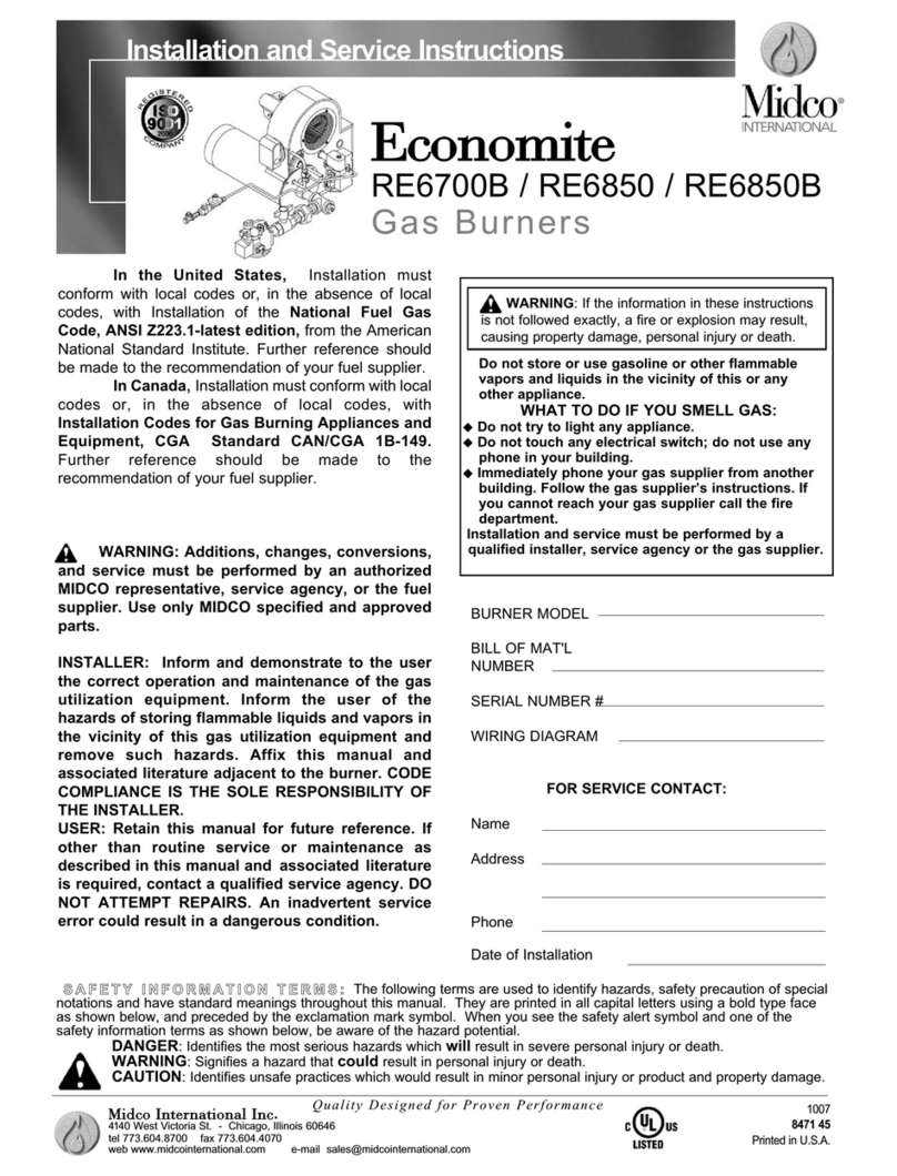 Midco economite RE6700B Installation and service instructions