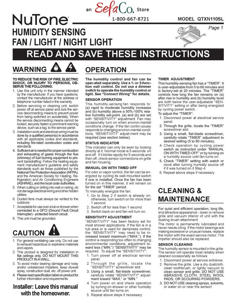 NuTone QTXN110SL instruction manual
