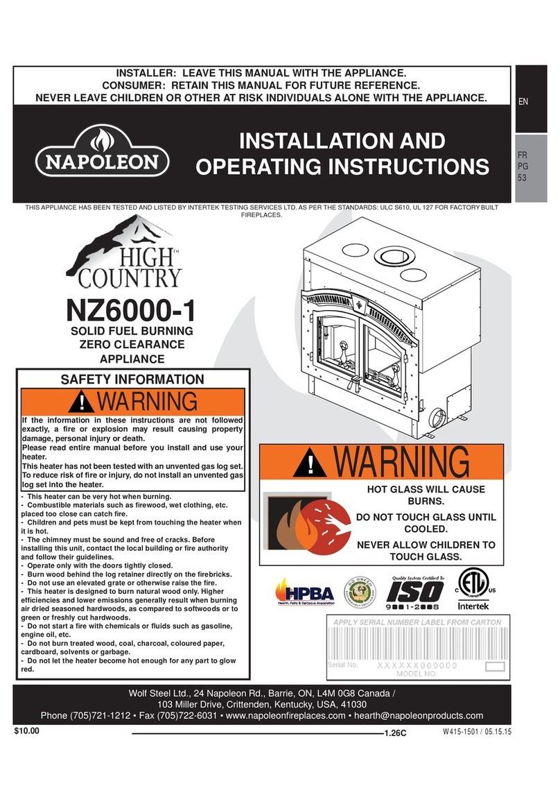 Napoleon NZ6000-1 Installation and operating instructions Napoleon NZ6000-1 Installation and operating instructions