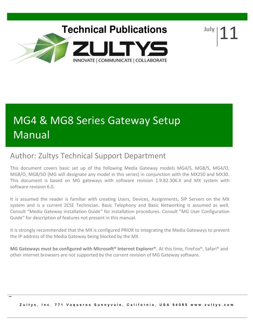 Zultys MG4 Series Setup manual